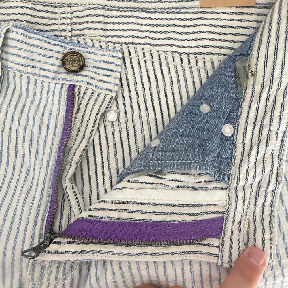 Robert Graham Men's Casual Pants Seersucker Blue White Stripe 32